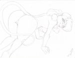  2017 anonipony anthro breasts female looking_at_viewer looking_back mammal monochrome mouse nude pose pussy rodent sketch solo 