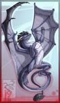  2007 black_hair claws digital_media_(artwork) dragon featureless_crotch feral hair horn male membranous_wings scalie shinerai smooth_horn solo western_dragon wings 