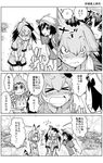 !! &gt;_&lt; ... 3girls :3 :d ^_^ animal_ears blush closed_eyes comic embarrassed emphasis_lines flying_sweatdrops greyscale hand_on_another's_head happy head_wings kaban_(kemono_friends) kemono_friends lucky_beast_(kemono_friends) monochrome multiple_girls open_mouth petting serval_(kemono_friends) serval_ears serval_print serval_tail shoebill_(kemono_friends) smile speech_bubble sweatdrop tail translation_request trembling triangle_mouth wavy_mouth yuugo_(atmosphere) 
