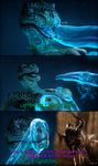  2016 3d_(artwork) ambiguous_fluids ambiguous_species anthro argonian armor bite bizzyniz breast_fondling breasts cave close-up comic covering_mouth detailed dialogue digital_media_(artwork) female fondling front_view glowing hand_on_breast helmet hi_res inside nude profanity reptile scalie skyrim source_filmmaker tentacle_in_mouth tentacles the_elder_scrolls translucent translucent_tentacles video_games yelling 