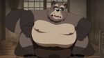 2024 animated anthro balls belly big_balls big_belly brown_body canid canine detailed_background duo eto1212 eyewear genitals glasses kemono male mammal mature_male moobs nipples obese obese_male overweight overweight_male raccoon_dog solo_focus tanuki