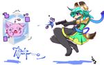  artist_request boots cat furry long_hair pistol teal_hair violet_eyes 