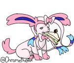 absurd_res chromethefox eating eeveelution feral food generation_6_pokemon hi_res nintendo pokemon pokemon_(species) sandwich_(food) solo sylveon