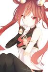  1girl alternate_costume alternate_hair_color fingerless_gloves gloves jinx_(league_of_legends) league_of_legends magical_girl smile solo star_guardian_jinx thighhighs tied_hair twintails 