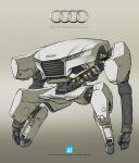  artist_logo audi english_commentary full_body grey_background highres john_azure_kim mecha no_humans original robot science_fiction solo standing 