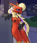 2024 absurd_res anthro avian balls beak black_nipples black_penis blaziken blonde_hair breasts breath generation_3_pokemon genitals gynomorph hair hi_res highlights_(coloring) humanoid_genitalia humanoid_penis intersex leaning leaning_backward long_hair masturbation night nintendo nipples orange_body otterjunk outside panting penile penile_masturbation penis plant pokemon pokemon_(species) racha_(otterjunk) shrub sky solo star starry_sky street street_lamp text tongue tongue_out trans_(lore) trans_woman_(lore) urban