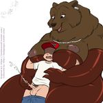  2016 age_difference anthro badgengar balls bear belly big_breasts breasts brown_fur claws clothed clothing cum cumshot digital_media_(artwork) duo edit ejaculation erection eyelashes female fur huge_breasts human human_on_anthro interspecies inverted_nipples jewelry larger_female lipstick lonbluewolf makeup male male/female mammal mature mature_female necklace nipples obese older_female open_mouth orgasm overweight overweight_female pants_down partially_clothed penis pubes reach_around saliva sex simple_background size_difference smaller_male tongue white_background young younger_male 