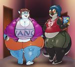  2017 anthro apartment balls big_balls big_breasts black_scales blue_eyes blue_hair blue_scales breasts brown_hair bulge clothing eyewear female fish gecko glasses hair huge_breasts hyper hyper_breasts lizard male marine morbidly_obese nerd obese overweight penis_outline penis_shaped_bulge peregrine_(character) red_eyes reptile scales scalie shark thick_thighs vdisco voluptuous wide_hips wilma_(character) 