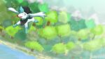 absurd_res bird&#039;s-eye_view forest generation_4_pokemon hi_res high-angle_view legendary_pokemon nico_(screamoshaymin) nintendo plant pokemon pokemon_(species) river screamoshaymin shaymin tree