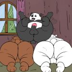 balls bear brown_bear butt cartoon_network curvy_figure doggystyle feet from_behind_position from_front_position genitals giant_panda grizzly_(wbb) grizzly_bear group hi_res humanoid ice_bear lying male mamayong_(artist) mammal missionary_position on_back overweight overweight_male panda_(wbb) panicking penis polar_bear pose sex slightly_chubby trio ursine we_bare_bears window