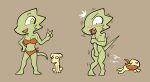 absurd_res anthro assisted_exposure bluebirdoasis blush breasts canid canine chibi covering covering_breasts covering_crotch covering_self embarrassed female feral gesture hand_gesture hi_res lizard mammal nude reptile scalie shocked solo v_sign veronica_(bluebirdoasis)