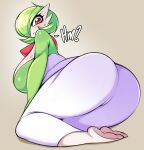 big_breasts breasts gardevoir generation_3_pokemon hair hi_res humanoid mammal nintendo not_furry pokemon pokemon_(species) red_eyes saltyxodium simple_background solo white_body