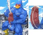 absurd_res avian balls beak bird blue_body blush bodily_fluids building city cock_vore cum cum_on_balls cum_on_chest cum_on_penis erection excessive_cum excessive_genital_fluids eyes_closed falco_lombardi genital_fluids genitals hi_res internal macro maldu male masturbation muscular muscular_male nintendo orgasm penile penis sitting solo star_fox urethra vore