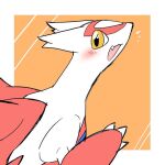 ambiguous_gender blush blush_lines claws fangs generation_3_pokemon happy joeri_kunisaki latias legendary_pokemon looking_at_viewer nintendo open_mouth pokemon pokemon_(species) side_view simple_background smile solo teeth