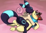 absurd_res cowgirl_position eeveelution eyewear female from_front_position generation_2_pokemon glasses hi_res impregnation kissing male male/female nintendo on_bottom on_top pokemon pokemon_(species) quilava screamoshaymin sex umbreon