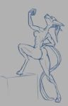 anthro breasts butt canid canine canis drawpile female guide_lines hair jackal mammal nipples nude ponytail simple_background sketch sketch_page slim slim_anthro slim_female small_waist solo synth_(disambiguation) tail the_dark_skull