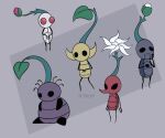  artist_name black_eyes blue_pikmin bud bug closed_mouth flower grey_background hand_on_own_cheek hand_on_own_face hollow_knight ketcheye leaf no_humans no_mouth own_hands_together parody pikmin_(creature) pikmin_(series) plump pointy_ears pointy_nose purple_pikmin red_eyes red_pikmin simple_background sitting solid_circle_eyes style_parody third-party_source v-shaped_eyes white_flower white_pikmin yellow_pikmin 