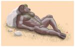 2016 abs anthro balls belly_hair biceps body_hair bovid caprine chest_hair flaccid flower foreskin genitals green_hair hair hairy hand_on_knee hand_on_leg happy_trail hooves horn knee_up kuzma_zolotov male mammal manly misaligned mouflon muscular muscular_legs navel nipples nude pecs penis plant pubes rock sheep shoulder_hair sleeping solo triceps wild_sheep