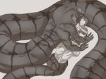  cobra cuddling human male male/male mammal multi_arm multi_limb naga nile plussun python_yuanty reptile scalie snake 