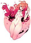  commentary curly_hair feet full_body highres navel no_nipples no_pussy nude original pink poch4n red_eyes red_hair 