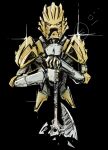  absurdres axe bionicle black_background eden_sanders glint hand_on_hilt highres holding holding_axe humanoid_robot kanohi_(bionicle) looking_down mask robot simple_background solo takanuva_(bionicle) the_lego_group western_comics_(style) yellow_eyes 