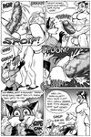  anthro anus balls big_penis black_and_white black_hair blush bovine butt canine clothed clothing comic cum cum_in_mouth cum_inside english_text erection eyes_closed female fox hair karno male male/female mammal monochrome nude open_mouth oral penis pussy speech_bubble teeth text thought_bubble tongue 