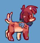 2023 aliasing ambiguous_gender bird_dog blue_background blue_markings brown_body brown_fur brown_hair canid canine canis collar colored_sketch digital_drawing_(artwork) digital_media_(artwork) digitigrade domestic_dog dot_eyes feral feral_with_hair flat_colors floppy_ears full-length_portrait fur grey_collar hair hunting_dog lop_ears mammal markings nonbinary_(lore) portrait raised_tail side_view simple_background sketch snout solo spaniel standing tail tan_body tan_fur tansy_(tansydrawsnsfw) tansydrawsnsfw trans_(lore) trans_man_(lore)
