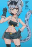  animal_ears arknights checkered_clothes checkered_headwear cliffheart_(arknights) highres leopard_ears leopard_tail rakostep snow_leopard_ears snow_leopard_girl snow_leopard_tail tail 