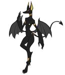  anthro barely_visible_genitalia bat bat_wings breasts canine claws demon digitigrade empty_eyes female guoh hybrid jackal mammal markings membranous_wings nipples nude pubes pussy solo spade_tail wings yellow_eyes 