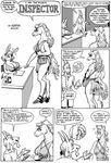  anthro big_breasts black_and_white blush breasts buckteeth butt caprine cleavage clothed clothing comic english_text equine eyewear female glasses goat horse karno lagomorph male mammal monochrome open_mouth rabbit speech_bubble teeth text thought_bubble 
