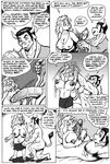  anthro areola balls big_breasts big_penis black_and_white black_hair bovine breasts clothed clothing comic english_text eyes_closed female hair half-closed_eyes karno licking male male/female mammal monochrome nipples nude open_mouth oral penis sex speech_bubble teeth text thought_bubble titfuck tongue tongue_out undressing 