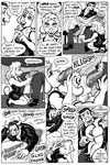 anthro anus balls big_penis black_hair bovine caprine clothed clothing comic english_text female hair half-closed_eyes karno male male/female mammal open_mouth oral panties penis pussy sheep speech_bubble teeth text underwear 