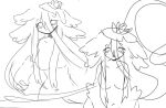 anthro aquatic_dragon big_breasts breasts claws dragon female flower fluffy fluffy_arms fluffy_ears fluffy_hair hair joycawn lily_pad looking_at_viewer marine messy_hair mythological_creature mythological_scalie mythology nude plant scalie simple_background solo