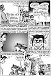  anthro balls big_penis black_hair bovine canine clothed clothing comic english_text fox hair karno lagomorph male mammal muscular muscular_male open_mouth penis rabbit speech_bubble teeth text thought_bubble undressing 