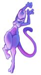 3_fingers angry blue_eyes breasts chilllum crossgender female fingers fist flying generation_1_pokemon genitals hi_res legendary_pokemon looking_at_viewer mewtwo nintendo pink_body pokemon pokemon_(species) pussy solo tail