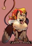 ahegao all_fours anthro azik barely_visible_genitalia barely_visible_pussy blonde_hair bodily_fluids breasts brown_body brown_fur brown_ruff brown_tail chain chest_tattoo collar countershade_face countershade_fur countershade_tail countershading cuff_(restraint) disembodied_hand duo felid feline felis female finger_in_mouth front_view fur genitals ghost_hands green_eyes hair hi_res inner_ear_fluff leg_tattoo live_tail lock looking_pleasured mammal medium_breasts multicolored_body multicolored_hair open_mouth piercing pink_background pussy red_hair red_tongue restraints ruff saliva saliva_on_tongue shackles simple_background solo_focus tail tan_body tan_countershading tan_fur tan_tail tattoo teeth tongue tongue_out tuft two_tone_body two_tone_hair