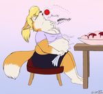  2009 anthro belly blonde_hair breasts canine duo eyes_closed feet_first female final_fantasy fox hair jen_(scottc) male male/female mammal midriff moogle neck_bulge oral_vore scott_calico soft_vore square_enix struggling video_games vore 