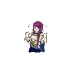 1girl alfred_(fire_emblem) alfred_(fire_emblem)_(cosplay) breasts cosplay cross-laced_clothes crossdressing fire_emblem fire_emblem_engage highres ivy_(fire_emblem) large_breasts merylemons purple_eyes purple_hair solo wardrobe_malfunction 