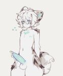 2022 anthro balls bodily_fluids cum domestic_cat ejaculation erection felid feline felis fluffy fluffy_ears fluffy_tail fur genital_fluids genitals girly hair hi_res katsucoffee male mammal nipples nude penis simple_background solo tail thick_thighs white_background