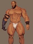  1boy abs avatar:_the_last_airbender avatar_legends bara beard bulge buzz_cut combustion_man_(avatar) connected_beard crispyy_art dark-skinned_male dark_skin facial_hair feet_out_of_frame full_beard fundoshi highres japanese_clothes large_pectorals lips looking_to_the_side mature_male muscular muscular_male navel nipples pectorals shaved_head short_hair solo standing stomach strongman_waist thick_thighs thighs thighs_together topless_male very_short_hair 