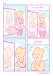  &lt;3 2016 3_fingers 3_toes anthro boots_(cat-boots) cat cat-boots clothed clothing comic crossdressing crossed_arms cute dress english_text feline flower fur girly humor male mammal mirror orange_fur plant plantigrade simple_background smile solo sparkles speech_bubble text toes vertical_bar_eyes 