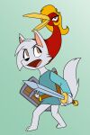 absurd_res canid canine canis clothing domestic_dog glori_gamebird hair hi_res long_hair mammal matachu_(character) melee_weapon minish_cap nintendo nordic_sled_dog samoyed shield shirt spitz sword the_legend_of_zelda topwear tunic weapon whitephoenix52