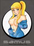  arteyas blonde_hair blue_eyes breasts metroid nintendo samus_aran zero_suit 