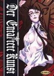  arms_up black_hair breasts fang freckles german glasses hellsing highres hiroe_rei jewelry lying medium_breasts navel necklace necktie on_back open_clothes open_shirt ranguage rip_van_winkle shirt solo swastika tongue unbuttoned vampire yellow_eyes 