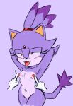 akuzaguy anthro blaze_the_cat breasts felid feline female fur mammal nipple_fetish nipple_play nipples nude sega simple_background small_breasts solo solo_focus sonic_the_hedgehog_(series) tail