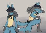  2024 3_fingers 3_toes anthro blue_body blue_fur blue_tail bow_ribbon breasts butt chest_spike clothing featureless_breasts feet female fingers front_view fur generation_4_pokemon hat hat_only headgear headgear_only headwear headwear_only hi_res lucario mostly_nude navel nintendo pokemon pokemon_(species) rear_view red_eyes sealer4258 simple_background small_breasts solo spikes spikes_(anatomy) tail toes 