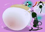  2021 air_puff air_pump avian beak beak_open belly big_belly black_beak black_text blush body_blush butt green_text hairy_tail hand_on_belly hi_res hose_in_butt hose_inflation huge_belly hyper hyper_belly hypnosis imminent_popping implied_popping inflation inflation_fetish looking_pleasured mind_control motion_lines mr._puff_(peashooter) onomatopoeia open_mouth peashooter_(artist) pink_background scientific_instrument shadow simple_background sound_effects text thermometer twitter_handle 
