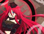 bare_shoulders blue_eyes breasts cardfight!!_vanguard cleavage gloves long_hair looking_at_viewer red_eyes silver_thorn_dragon_queen_luquier_reverse solo source_request tattoo thorns 