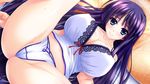  breasts huge_breasts lying_down purple_hair tagme 