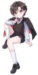  1boy child full_body highres kneehighs legs long_sleeves looking_at_viewer male_focus original pointy_ears red_eyes shi_no1028 shirt simple_background socks solo white_background 
